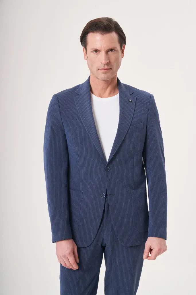 Jakamen Men’s Navy Slim Fit Vest Suit